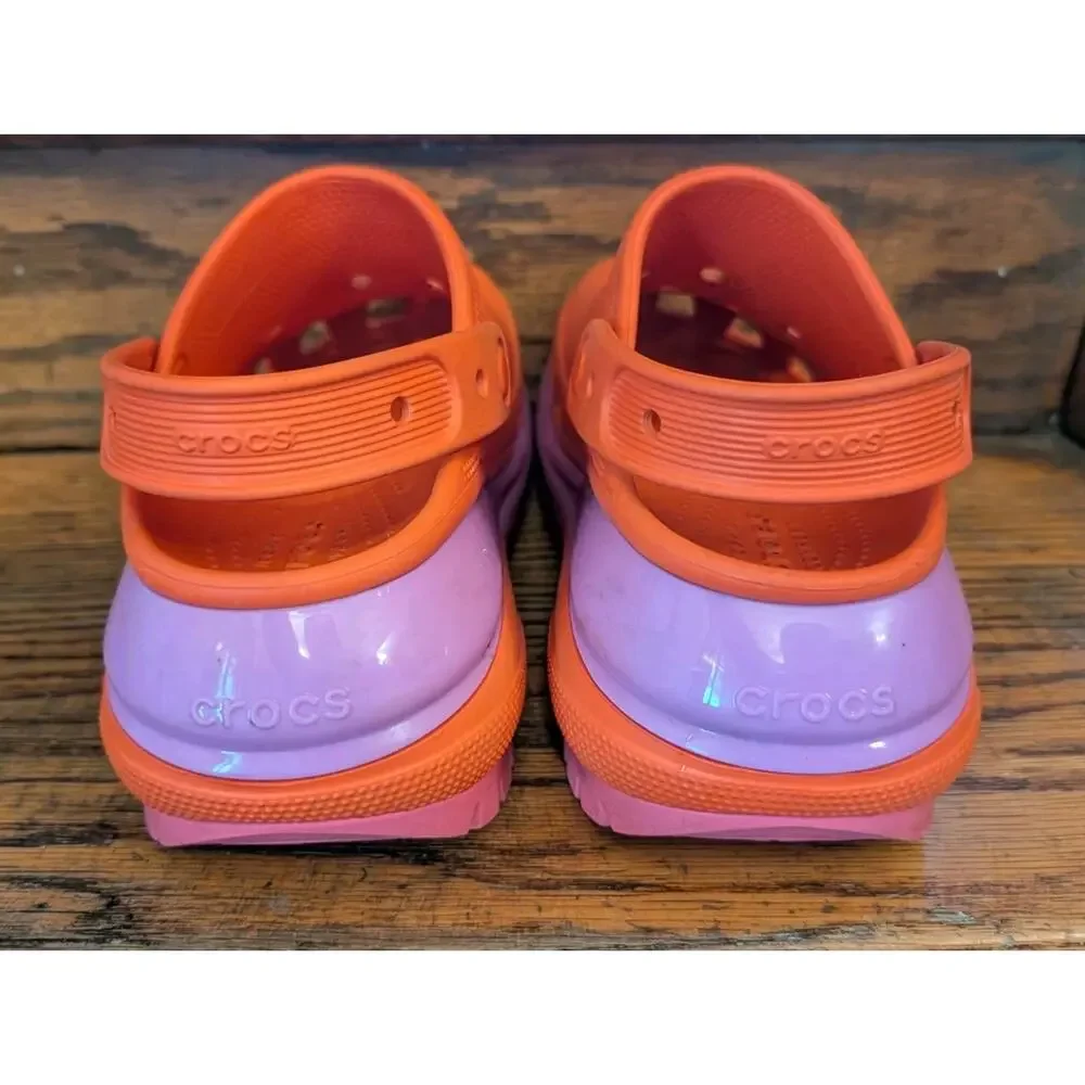 Crocs Mega Crush Shoes Women's 6 Orange Purple Pink Platform Clogs Lava Chunky